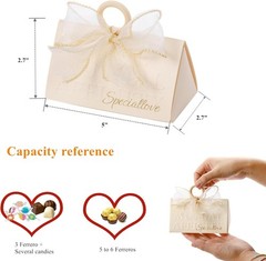 30 Pack Wedding Favor Boxes Small Gift Boxes Guest W/ Handle White Elegant