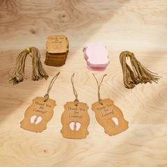 100pcs Baby Shower Tags Kraft Paper Gift Tag，Baby Feet Shower and Party Favors