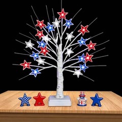 8″ 4th of July Patriotic Decorations Tree with 24 LED Red White Blue Star 1