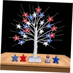 8″ 4th of July Patriotic Decorations Tree with 24 LED Red White Blue Star 1