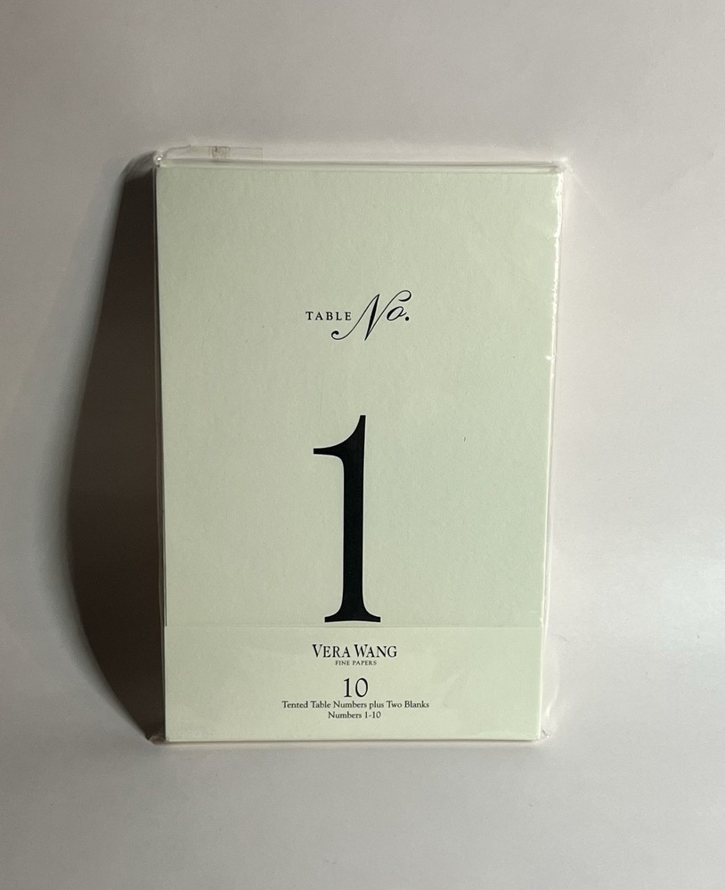 Vera Wang Fine Papers 10 Texted Table Numbered Cards 1-10 NEW