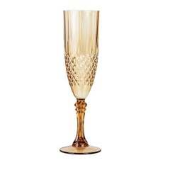 6 AMBER GOLD 8 oz Crystal Plastic Champagne Flute GLASSES Party Events