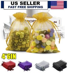 100x Organza Bags 4*6 in Mesh Jewelry Gift Bags, Party Favor Bags & Drawstring