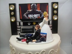 Funny PS Game Over Fan Bride and Groom Wedding cake topper Gamer COD can change