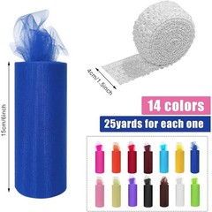 14 Color Tulle Rolls Craft Fabric 6inch 25Yard Elastic Bands DIY Tutu Skirts New