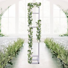 White Iron Wedding Arch Backdrop Stand Adjustable Freestanding Foldable