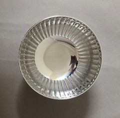 Compote Bowl 6″D 5.75″Hi Set/2 Polished Aluminum Fluted Pedestal FREE SHIPPING