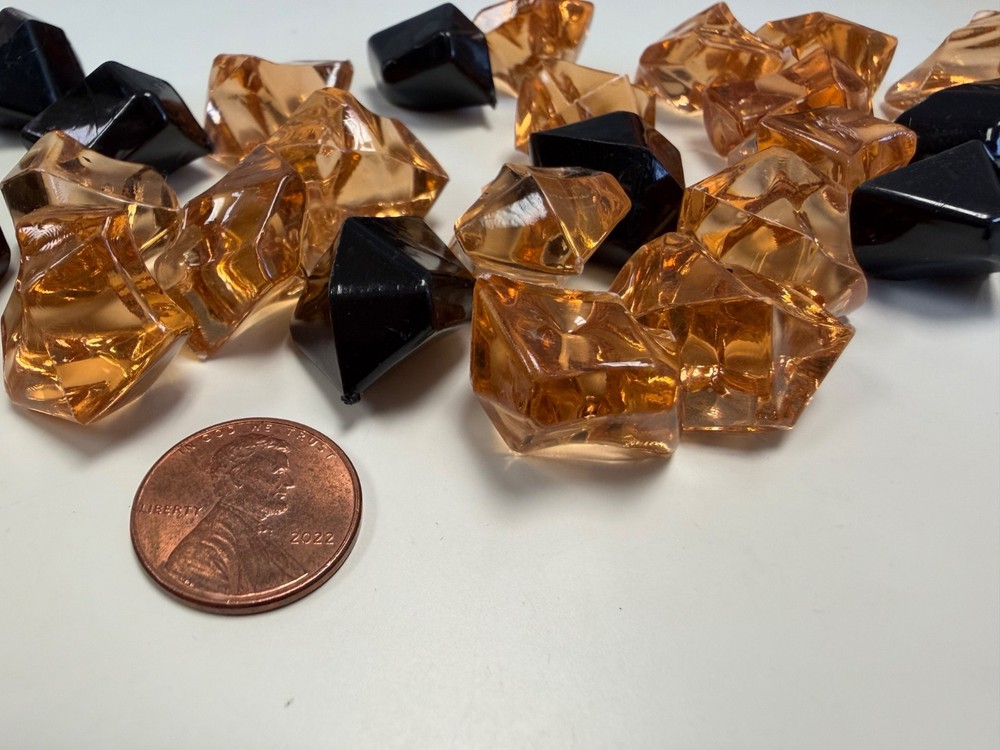 Decorative Acrylic Crystal Gems Colors Ice Rocks orange and black 2 lbs