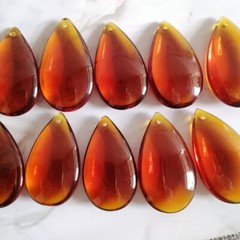12Pcs Amber 46mm Crystal Smooth Drop Pendant Prism Chandelier Lamp Lighting Part
