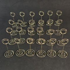 24pc Gold Spiral Wire Place Card /Photo /Table Number Stands Party Decor 3.5in