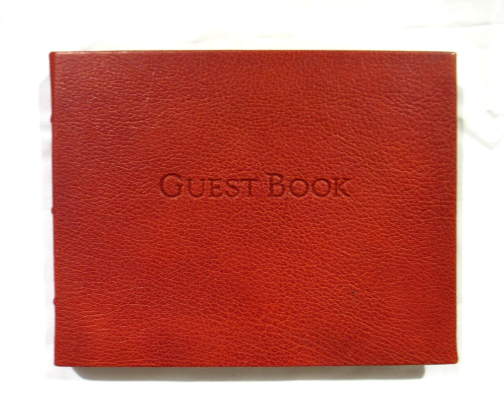 Stanley Korshak Dallas Morocco Leather Bound Hardcover Guest Book NEW RED