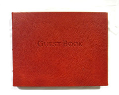 Stanley Korshak Dallas Morocco Leather Bound Hardcover Guest Book NEW RED