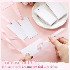 Name Place Cards 50 PCS Table Setting Blank Satin Ribbon 1.57×3.54 In Pink