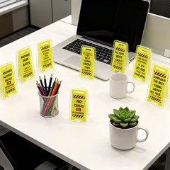 12 pcs Office Note Holder Clips, Mini Acrylic Yellow Caution Desk