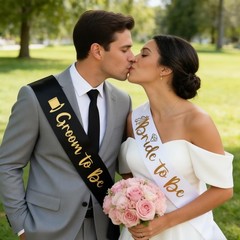 Docooniver 2 Pack Bride and Groom to be Sash Set Bachelorette White&black