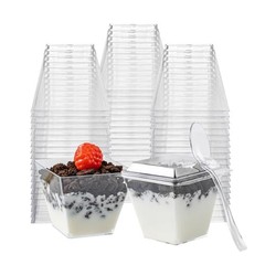 60Pack Plastic Dessert Cups with Lids and Spoons, Mini Plastic 4oz With Lids