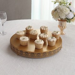 16 in Gold Metal Fleur De Lis Round CAKE STAND Dessert Display Pedestal Party