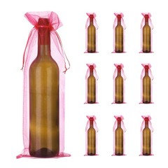 14 x 5 Inch Organza Wine Bags 20 Pcs Gift Wrap Bags for Wedding Favors Rose Red