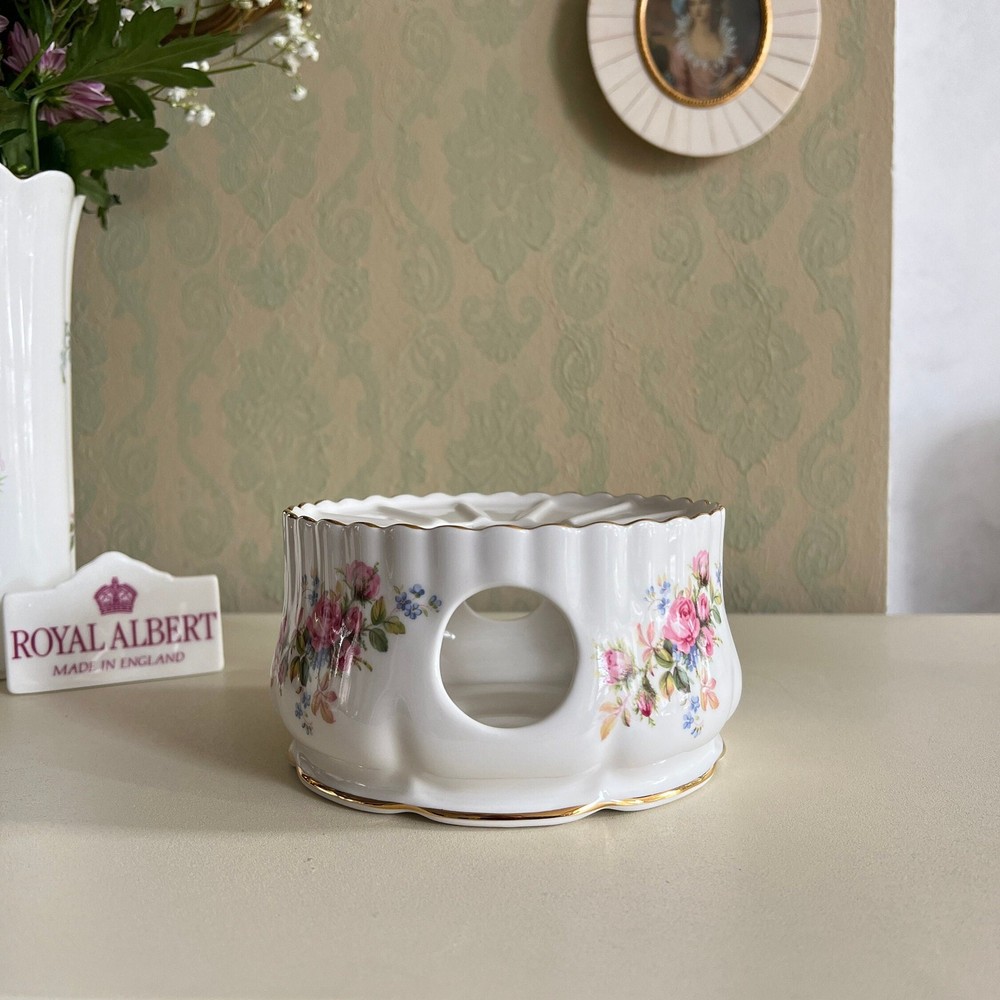 Royal Albert Moss Rose Teapot Warmer – Bone China, Floral Porcelain, English Vin