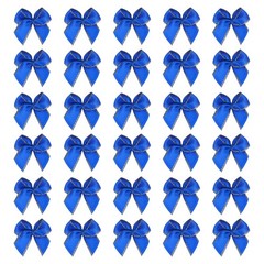 Mini Metallic Gold Edge Ribbon Bow, 25x26mm Bow (Pack of 50, Dark Blue)