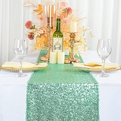 2»*72» Sequin Table Runner Sparkly Metallic Sequin Runner for 1 Mint Green