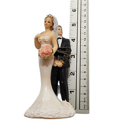 Funny Wedding Cake Topper, Bride Tied Up Groom Couple Figurine, 2.6 x 4.6 x 2.3″