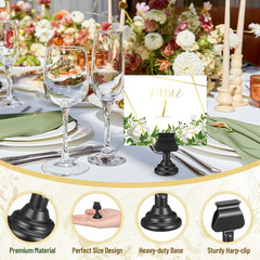 48 Pcs Wedding Table Number Holders 1.7 Inch Black Metal Mini Place Card Holders