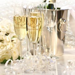 30th Anniversary Champagne Flutes, 2 Count (Pack of 1), anniversary