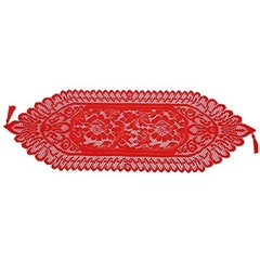 Lace Table Runner for Wedding Party Coffee Table Decor Red, 13 13″x35″ #1-red
