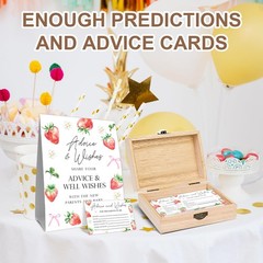 Strawberry Bow Baby Shower Advice Cards Box, Babies Party Decor Gifts, Baby S…