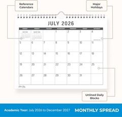 Blue Sky 2026-2027 18 Month Large Print Monthly Academic Year Wall Calendar, Jul