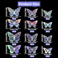 3D Butterfly Wall Decor, 48Pcs 6 Sizes Silver Laser Butterfly Wall Stickers