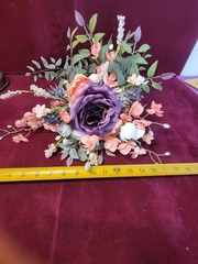 27 Inch Long Purple, Peach And White Cascading Bridal Bouquet