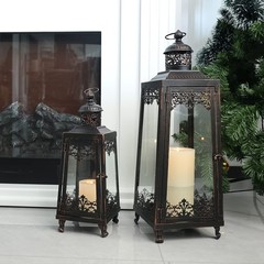 NEEDOMO Lanterns Decorative Outdoor & Indoor, Set of 2 2Pack, Bronze-25″+18″»