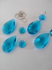 12Pcs 38mm Sapphire Blue Teardrop Chandelier Crystal Prism Wedding Decoration