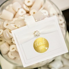 1.5 Inch Thank You Stickers, 480 White Script on Gold Foil Stickers for Small…