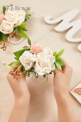 White Rose Boutonniere and Wrist Corsages for Wedding(Set of 2), Prom Corsage…