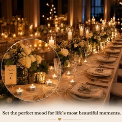 Tea Lights Candles 200 Pack, 4 Hour Palm Wax White 4 Hours,