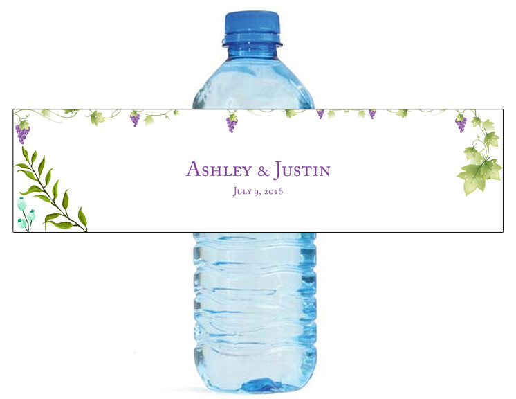 100 Grapes and Vines Vineyard Wedding Water Bottle Labels Engagement Party
