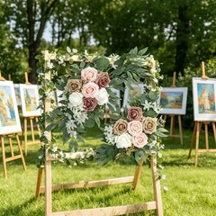 Wedding Arch Swag, White Pink Rose Eucalyptus Greenery Arrangement