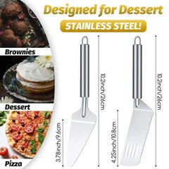 4 Pack Stainless Steel Pie Server Spatula Serrated Cake Cutter with Handle