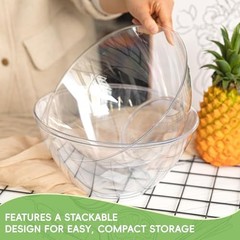 4 Pack Clear Plastic Serving Bowls 160Oz, Large Round Punch Bowls for 4PACK