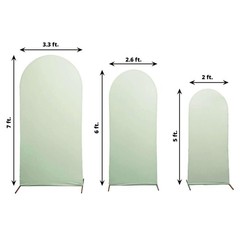 Set of 3 Sage Green Spandex Arch Covers Fitted Round Backdrop Stand Decor