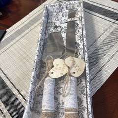STUNNING Sparkle & Bash Wedding Cake Knife and Server Set Stainless Steel LOVE