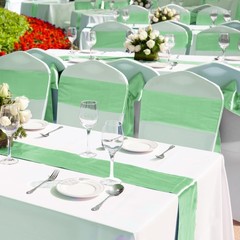 Aneco 12 Pack Satin Table Runner 12 x 108 Inch Pastel Rainbow Long Wedding Sa…