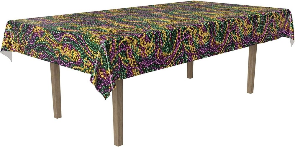 Beistle Mardi Gras Beads Tablecover One Size Fits Most, Multi Color