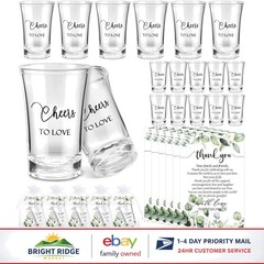 Acrylic Shot Glasses Set for Weddings with Organza Bags and Thank You Cards