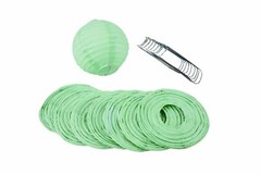4″ Cool Mint Green Round Paper Lantern, Even Ribbing Decoration (10 Pack)