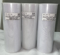 LOT OF 3 WHITE GLITTER TULLE 9 Inches wide X 12yds