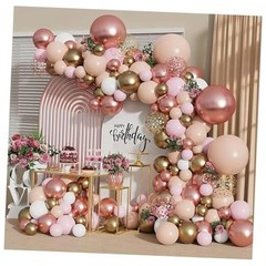 Rose Gold Balloon Garland Kit, Nude Pastel Pink Metallic Gold Rose Gold White